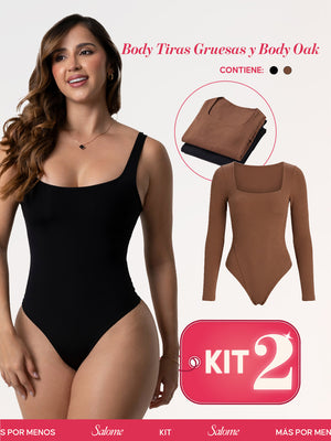Kit Body Oak Manga Larga & Escote Cuadrado con Control Abdominal | Salome 5503 + 5002