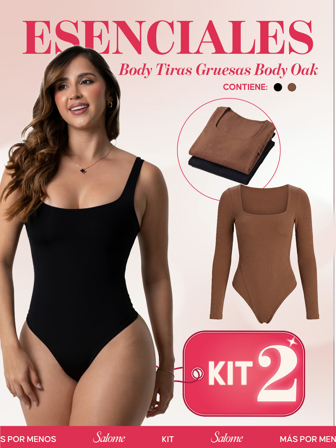 Kit Body Oak Manga Larga & Escote Cuadrado con Control Abdominal | Salome 5503 + 5002