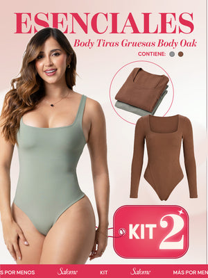 Kit Body Oak Manga Larga & Escote Cuadrado con Control Abdominal | Salome 5503 + 5002