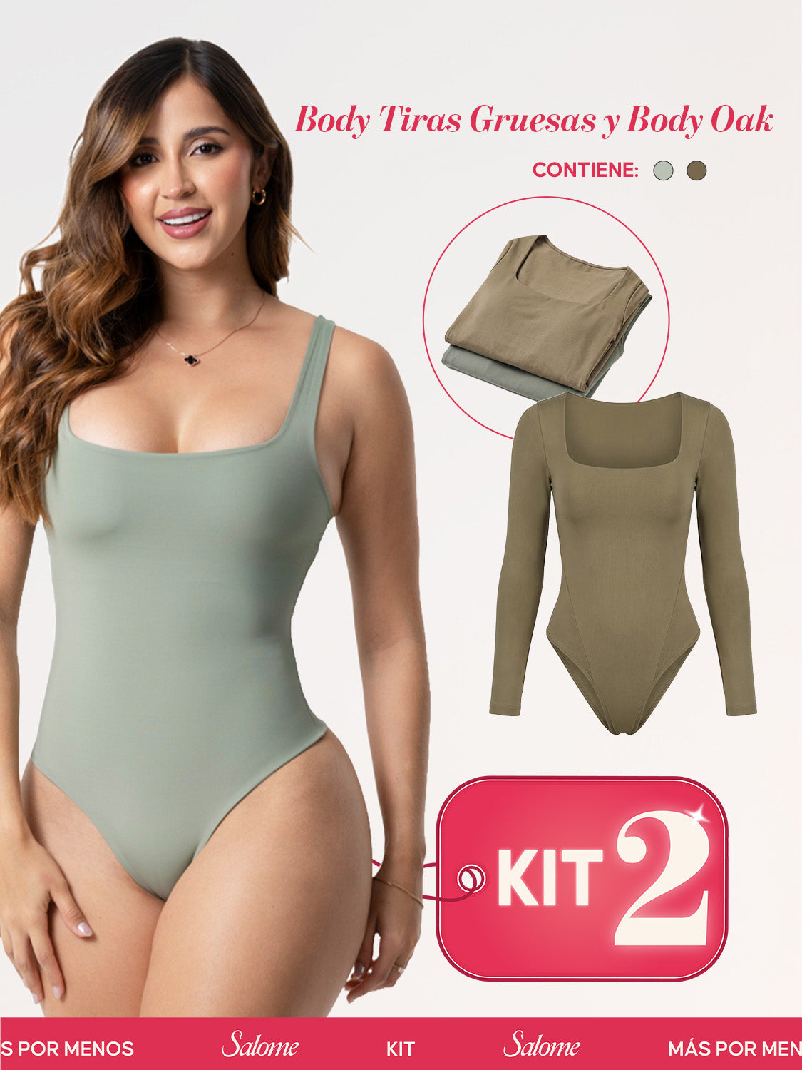 Kit Body Oak Manga Larga & Escote Cuadrado con Control Abdominal | Salome 5503 + 5002