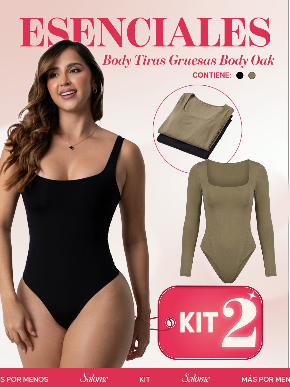 Kit Body Oak Manga Larga & Escote Cuadrado con Control Abdominal | Salome 5503 + 5002