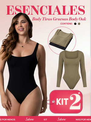 Kit Body Oak Manga Larga & Escote Cuadrado con Control Abdominal | Salome 5503 + 5002