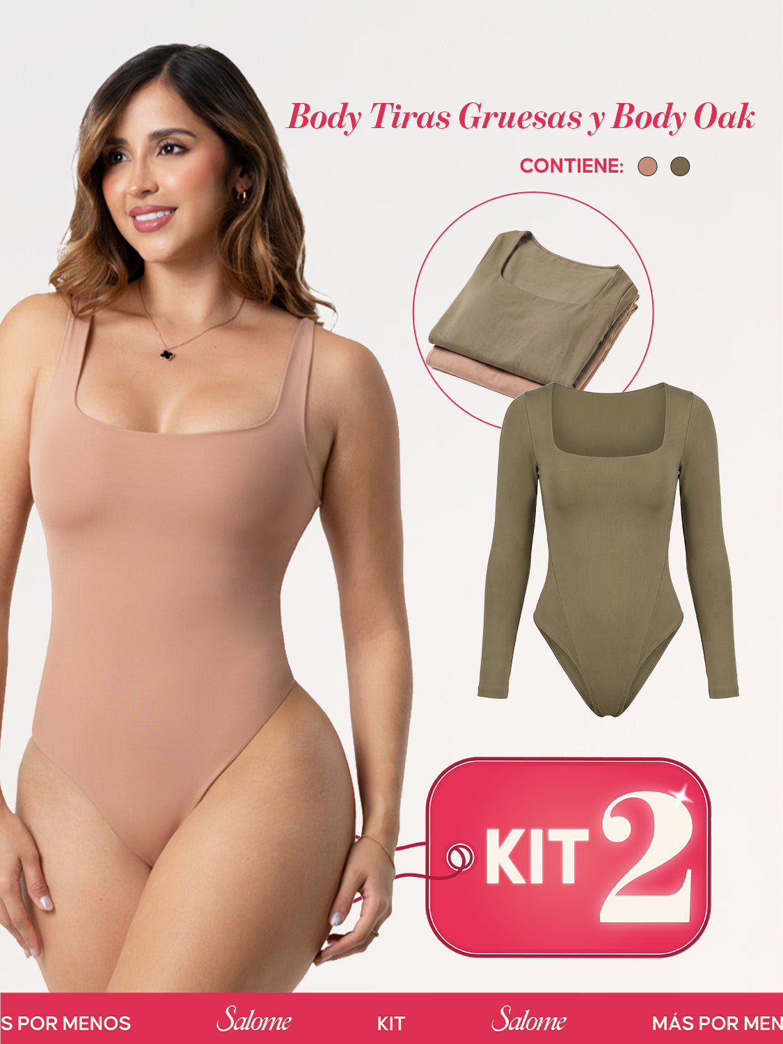 Kit Body Oak Manga Larga & Escote Cuadrado con Control Abdominal | Salome 5503 + 5002