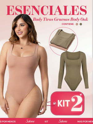 Kit Body Oak Manga Larga & Escote Cuadrado con Control Abdominal | Salome 5503 + 5002