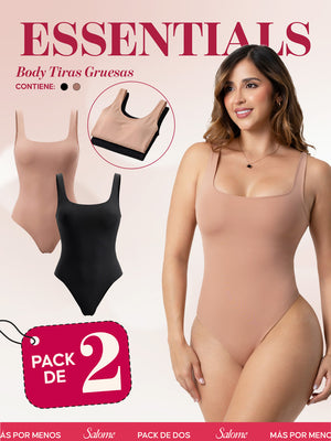 Paquete x2 Body Moldeador Escote Cuadrado con Refuerzo Abdominal | Salome 5002