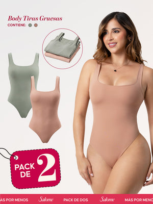 Paquete x2 Body Moldeador Escote Cuadrado con Refuerzo Abdominal | Salome 5002