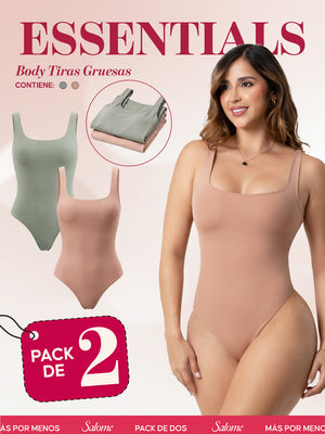 Paquete x2 Body Moldeador Escote Cuadrado con Refuerzo Abdominal | Salome 5002