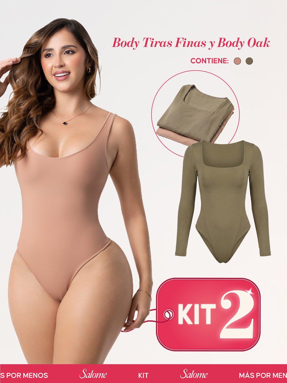 Kit Body Control Abdominal Tiras Finas & Oak Manga Larga | Salome 5003 + 5503