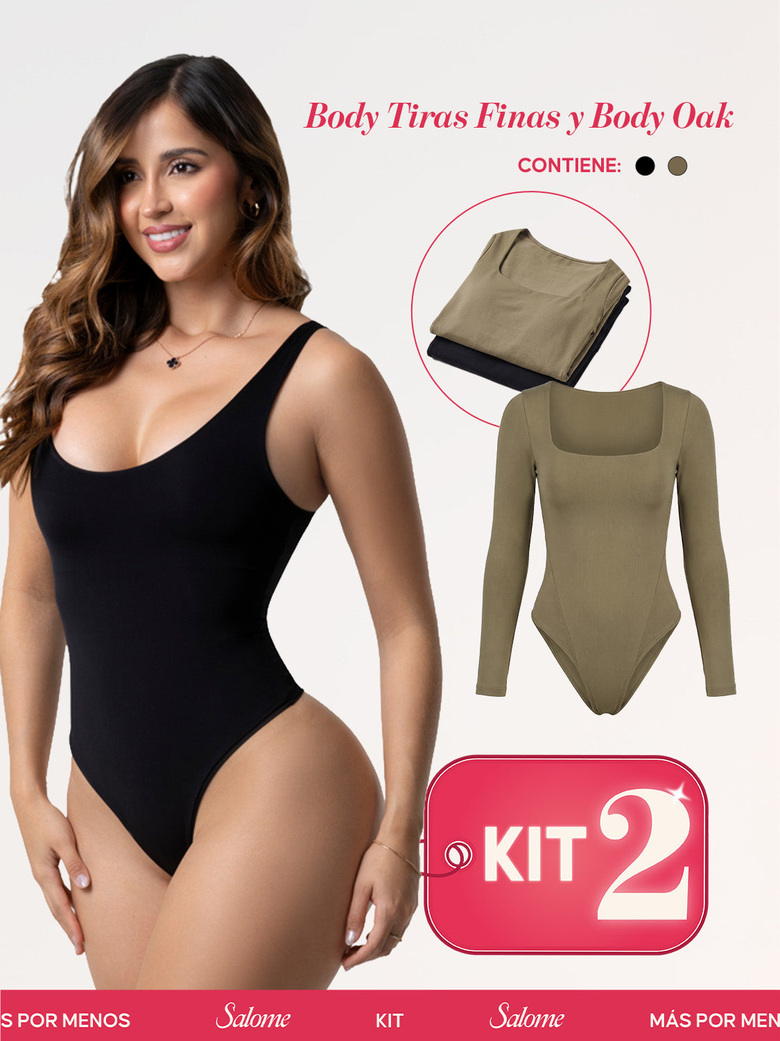 Kit Body Control Abdominal Tiras Finas & Oak Manga Larga | Salome 5003 + 5503