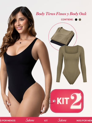 Kit Body Control Abdominal Tiras Finas & Oak Manga Larga | Salome 5003 + 5503