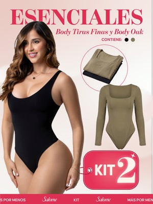 Kit Body Control Abdominal Tiras Finas & Oak Manga Larga | Salome 5003 + 5503