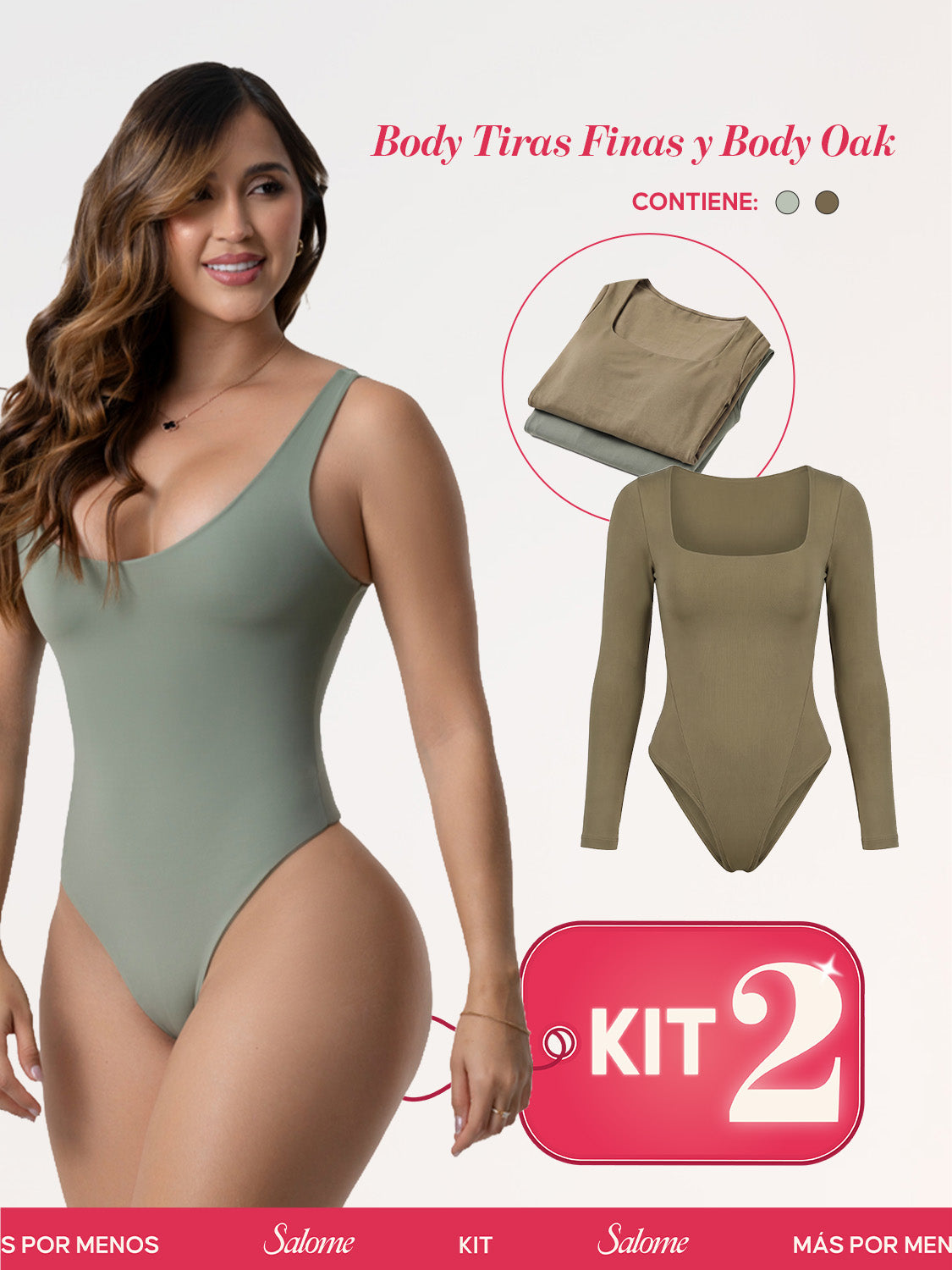 Kit Body Control Abdominal Tiras Finas & Oak Manga Larga | Salome 5003 + 5503