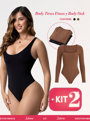 Kit Body Control Abdominal Tiras Finas & Oak Manga Larga | Salome 5003 + 5503