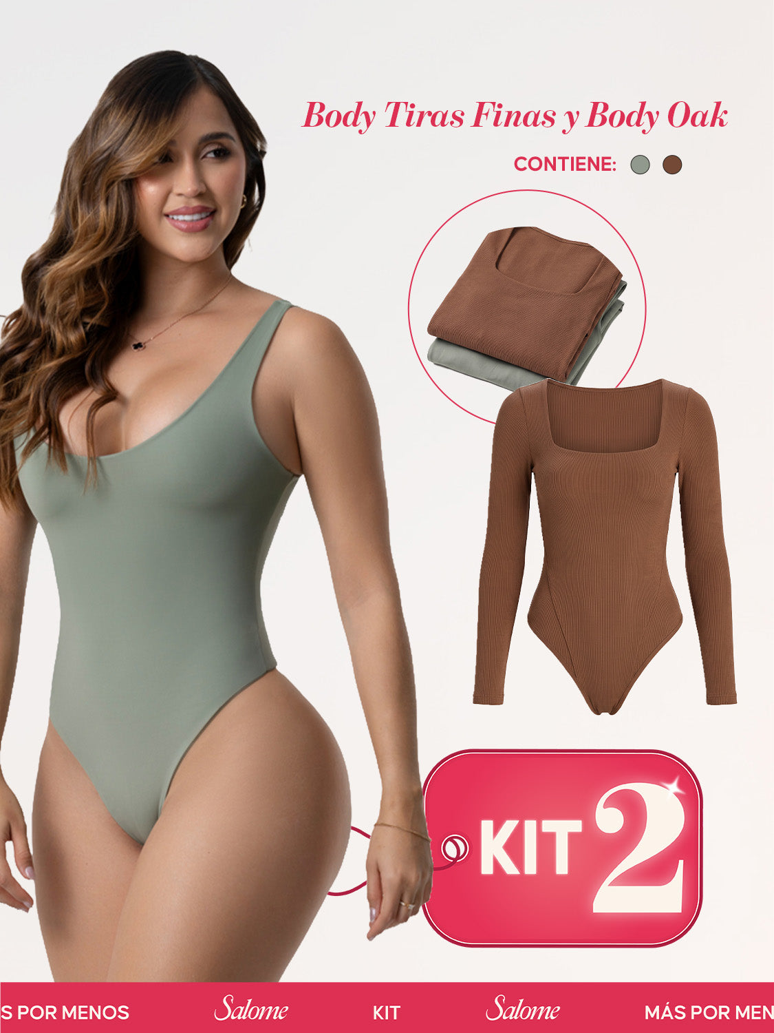 Kit Body Control Abdominal Tiras Finas & Oak Manga Larga | Salome 5003 + 5503