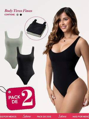 Paquete x2 Body Tiras gruesas y Escote Redondo Profundo | 2-Pack 5003