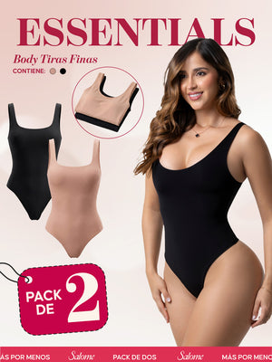 Paquete x2 Body Tiras gruesas y Escote Redondo Profundo | 2-Pack 5003