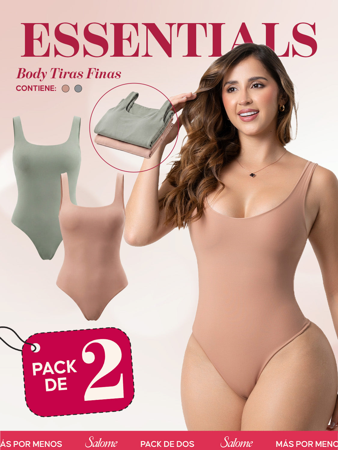 Paquete x2 Body Tiras gruesas y Escote Redondo Profundo | 2-Pack 5003