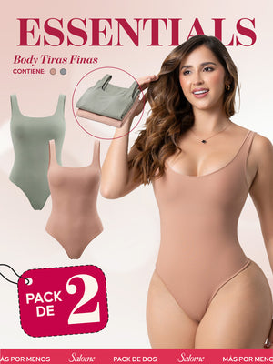 Paquete x2 Body Tiras gruesas y Escote Redondo Profundo | 2-Pack 5003