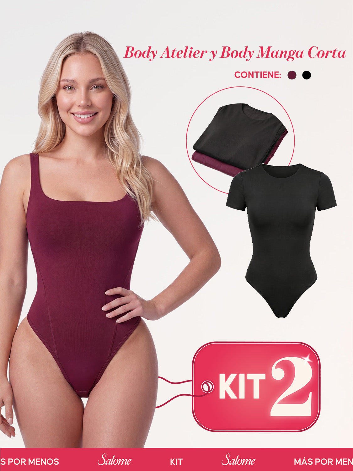 Kit Body Atelier Espalda Profunda & Manga Corta Sin Costuras | Salome 5004 & 5007 | 01L5