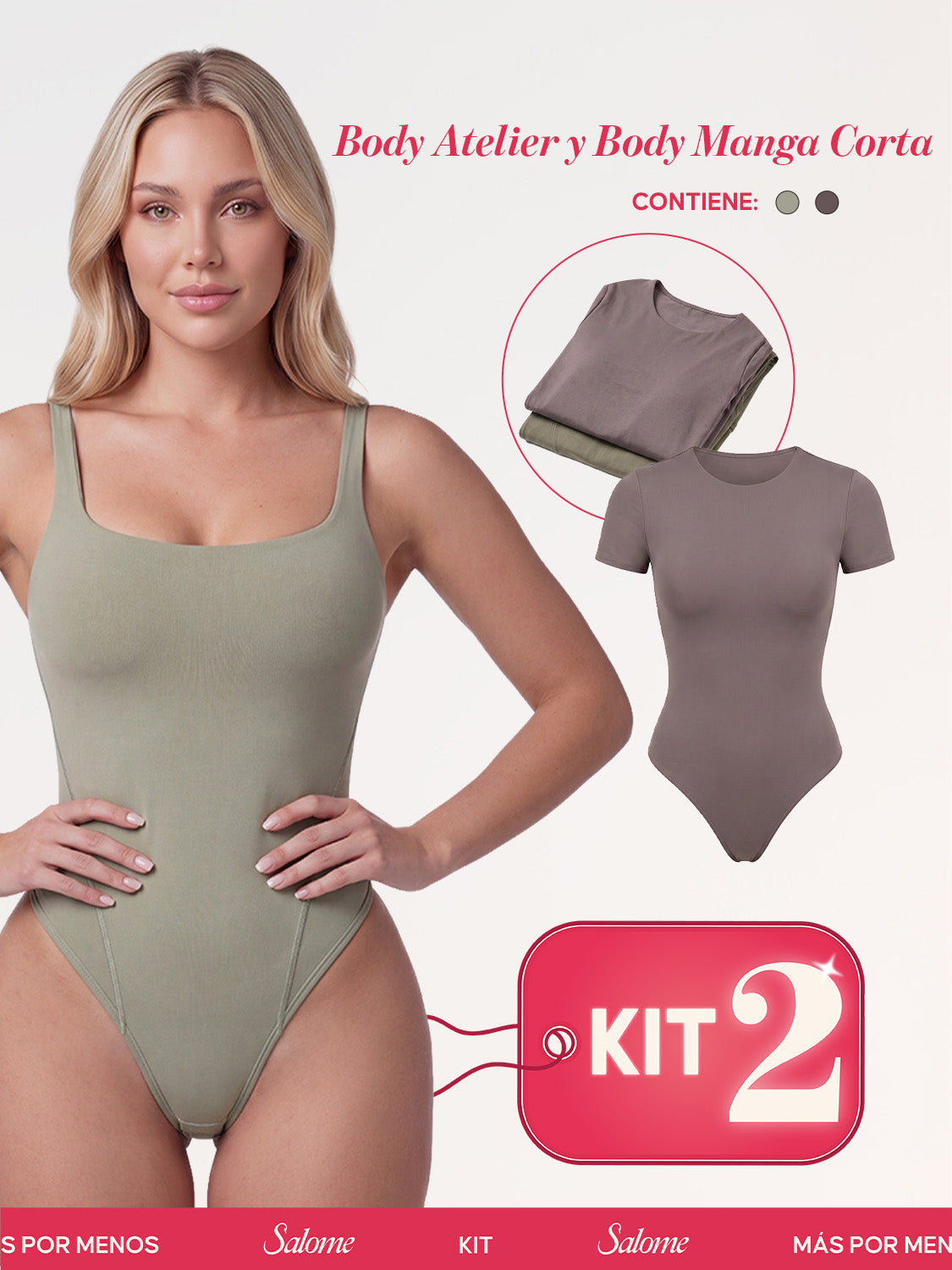 Kit Body Atelier Espalda Profunda & Manga Corta Sin Costuras | Salome 5004 & 5007 | 01L5