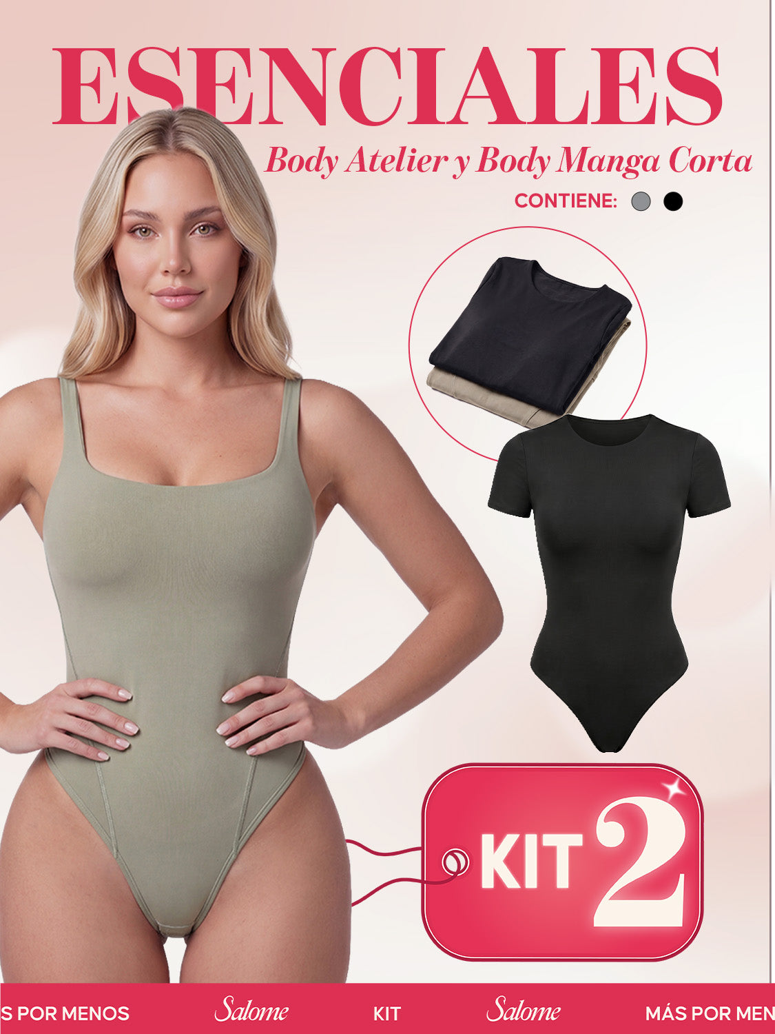 Kit Body Atelier Espalda Profunda & Manga Corta Sin Costuras | Salome 5004 & 5007 | 01L5