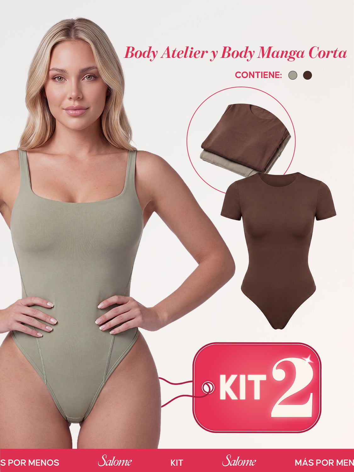 Kit Body Atelier Espalda Profunda & Manga Corta Sin Costuras | Salome 5004 & 5007 | 01L5