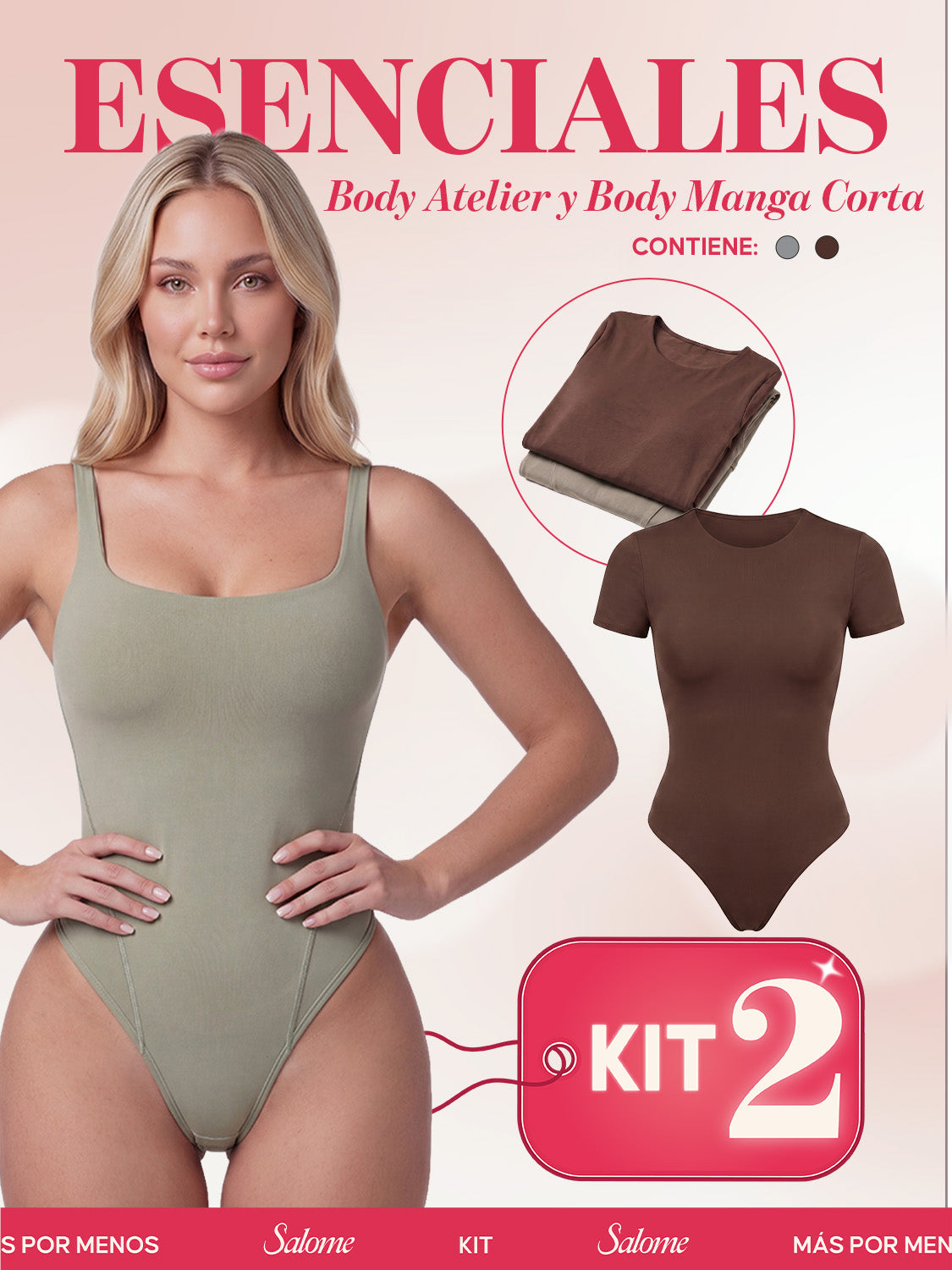 Kit Body Atelier Espalda Profunda & Manga Corta Sin Costuras | Salome 5004 & 5007 | 01L5