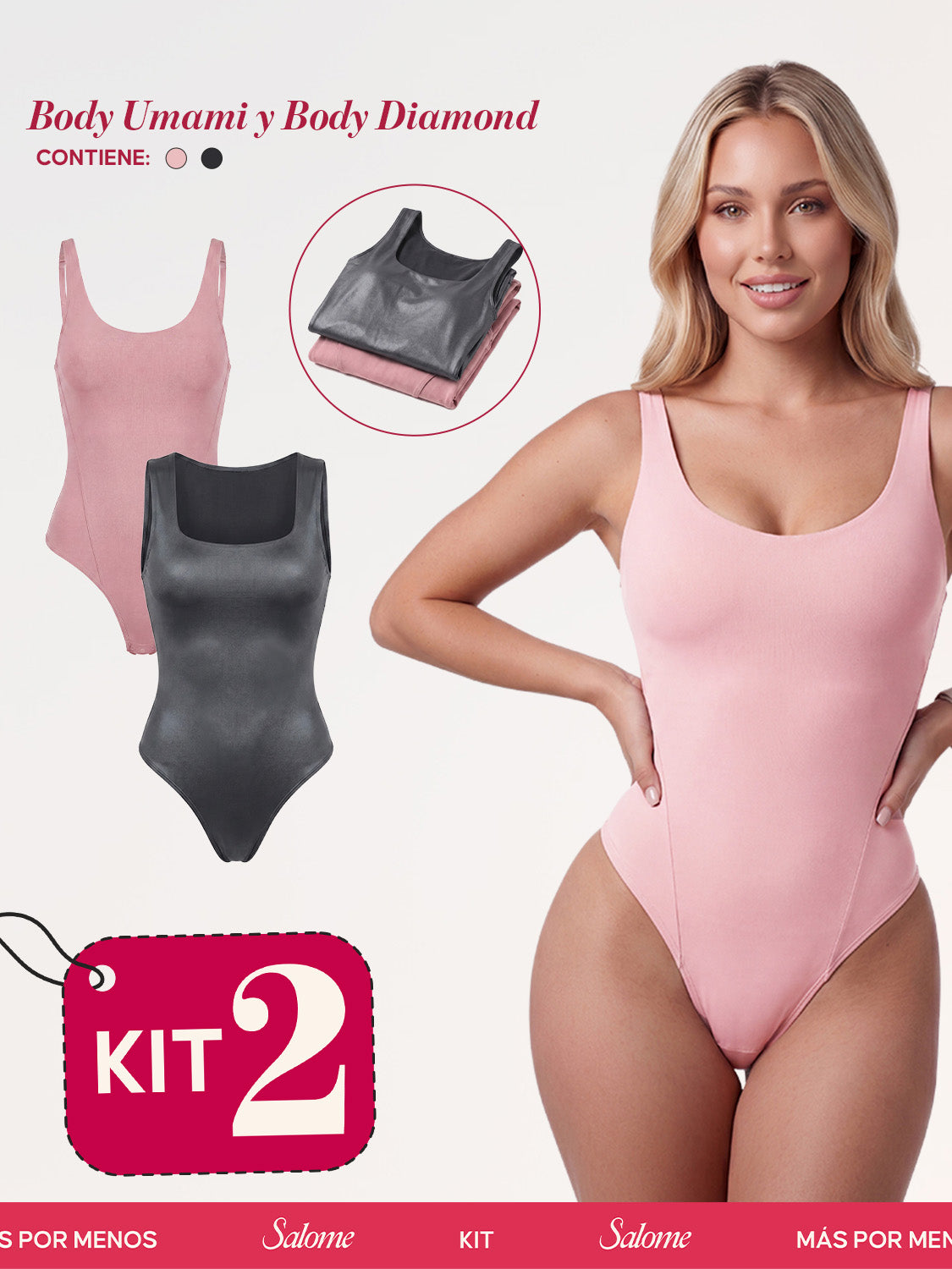 Kit Body Diario Umami Tiras Finas & Diamond Escote Cuadrado | Salome 5005 + 5006