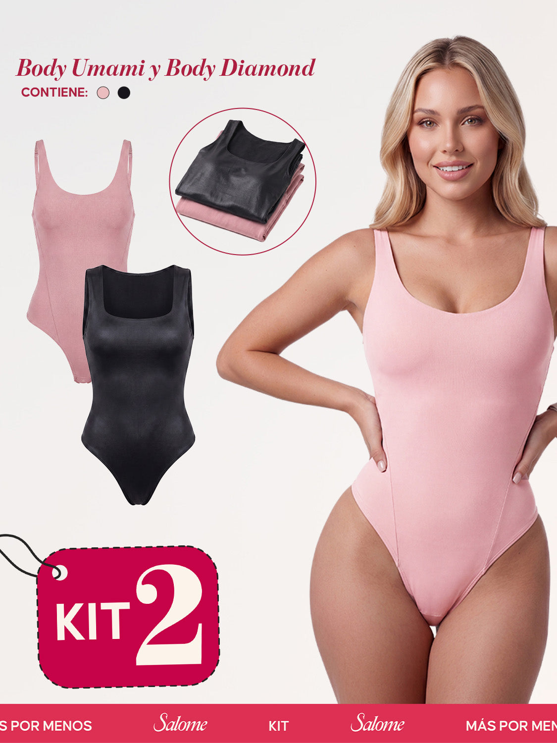Kit Body Diario Umami Tiras Finas & Diamond Escote Cuadrado | Salome 5005 + 5006