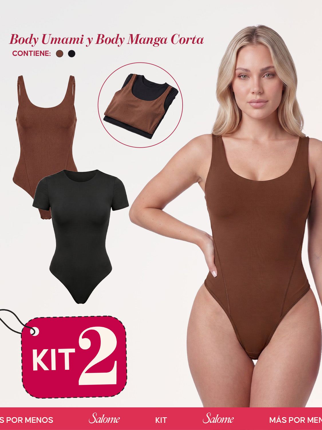 Kit Body Diario Tiras Finas & Manga Corta Sin Costuras | Salome 5005 + 5007 | 01L5