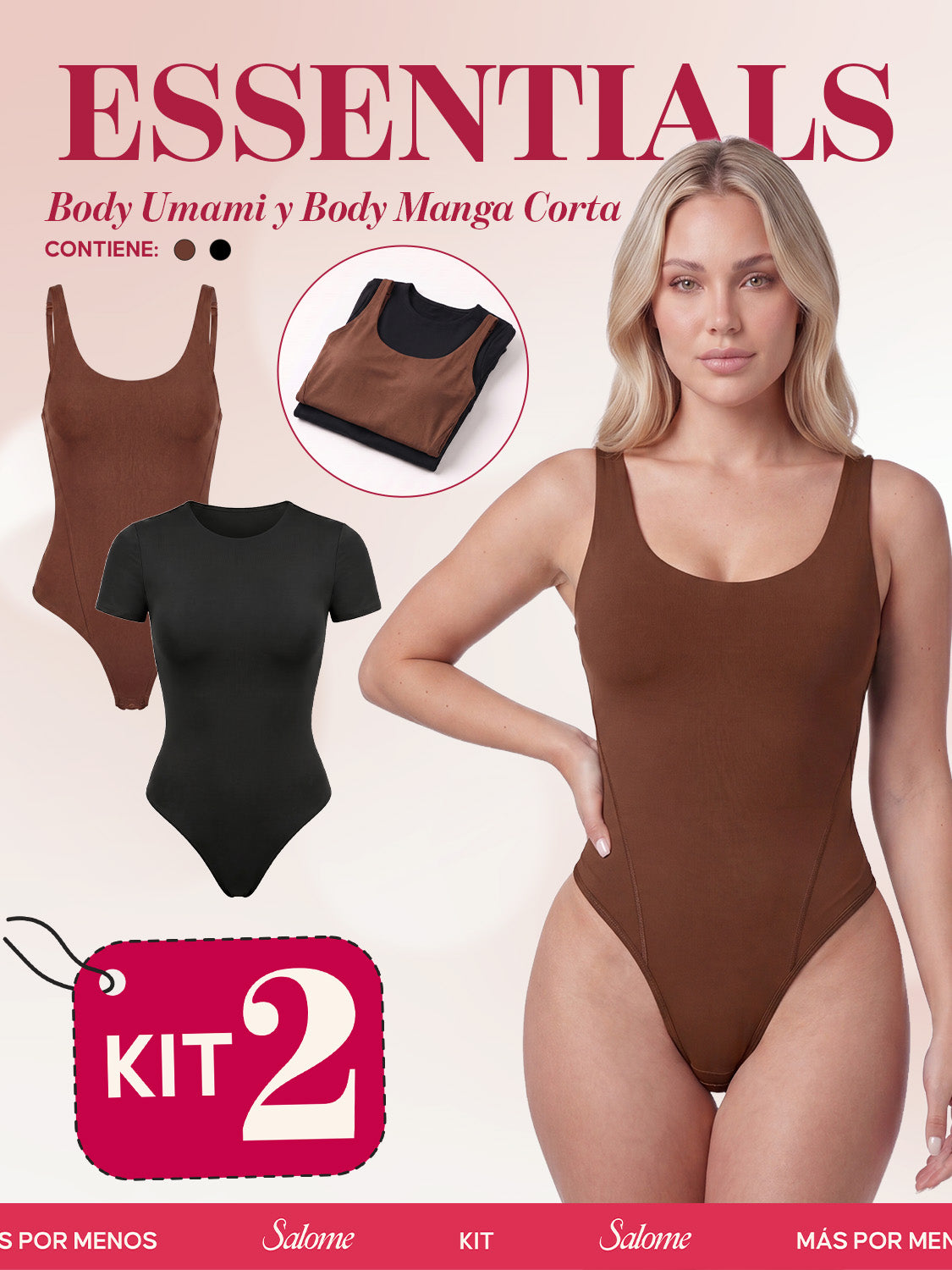 Kit Body Diario Tiras Finas & Manga Corta Sin Costuras | Salome 5005 + 5007 | 01L5