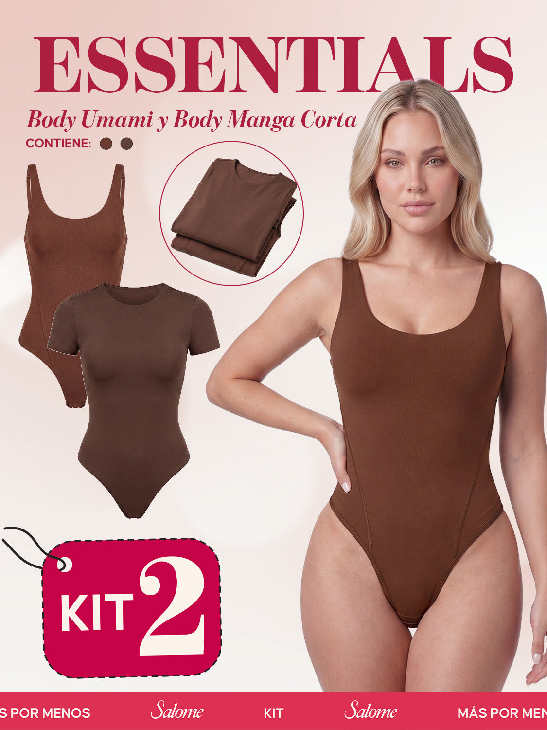 Kit Body Diario Tiras Finas & Manga Corta Sin Costuras | Salome 5005 + 5007 | 01L5