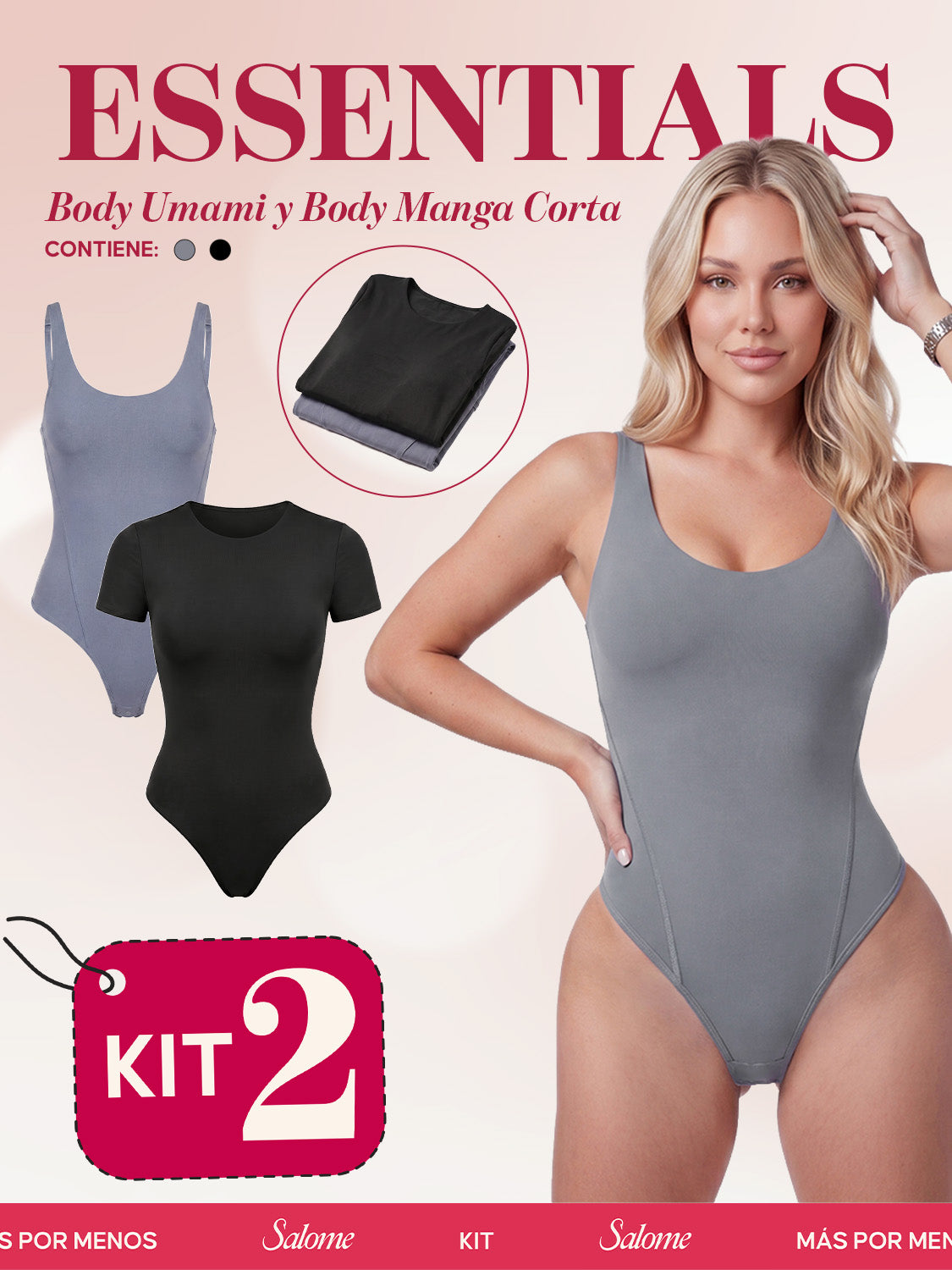 Kit Body Diario Tiras Finas & Manga Corta Sin Costuras | Salome 5005 + 5007 | 01L5