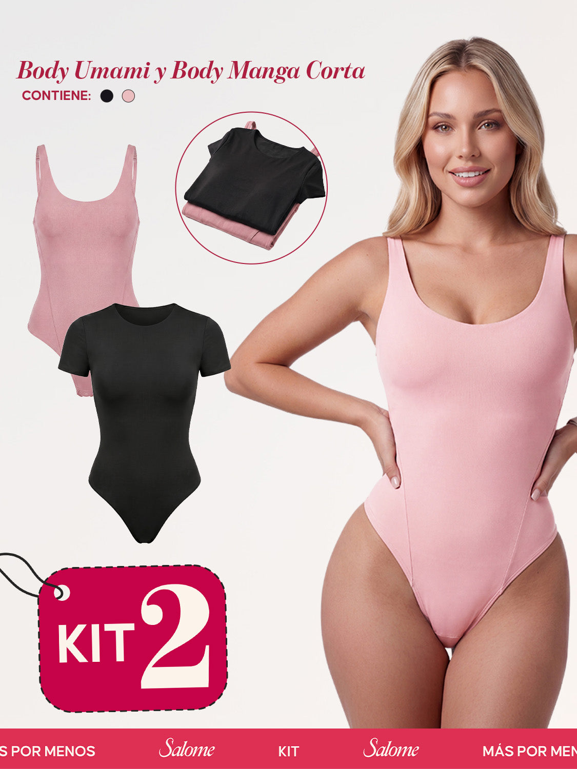 Kit Body Diario Tiras Finas & Manga Corta Sin Costuras | Salome 5005 + 5007 | 01L5