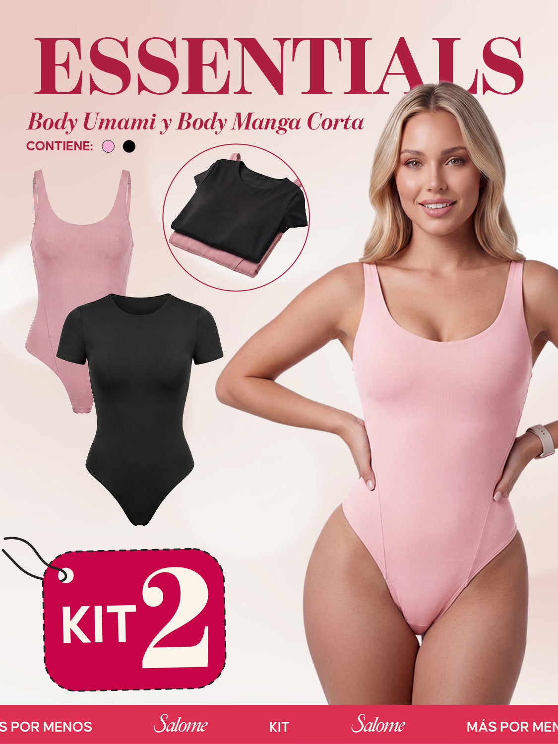 Kit Body Diario Tiras Finas & Manga Corta Sin Costuras | Salome 5005 + 5007 | 01L5