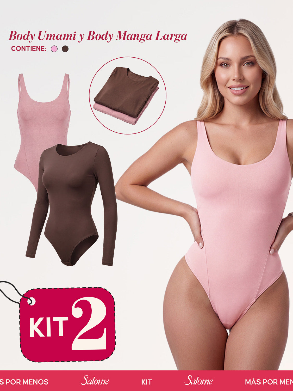 Kit Body Diario Umami Tiras Finas & Manga Larga Microfibra | Salome 5005 + 5008 | 03L5