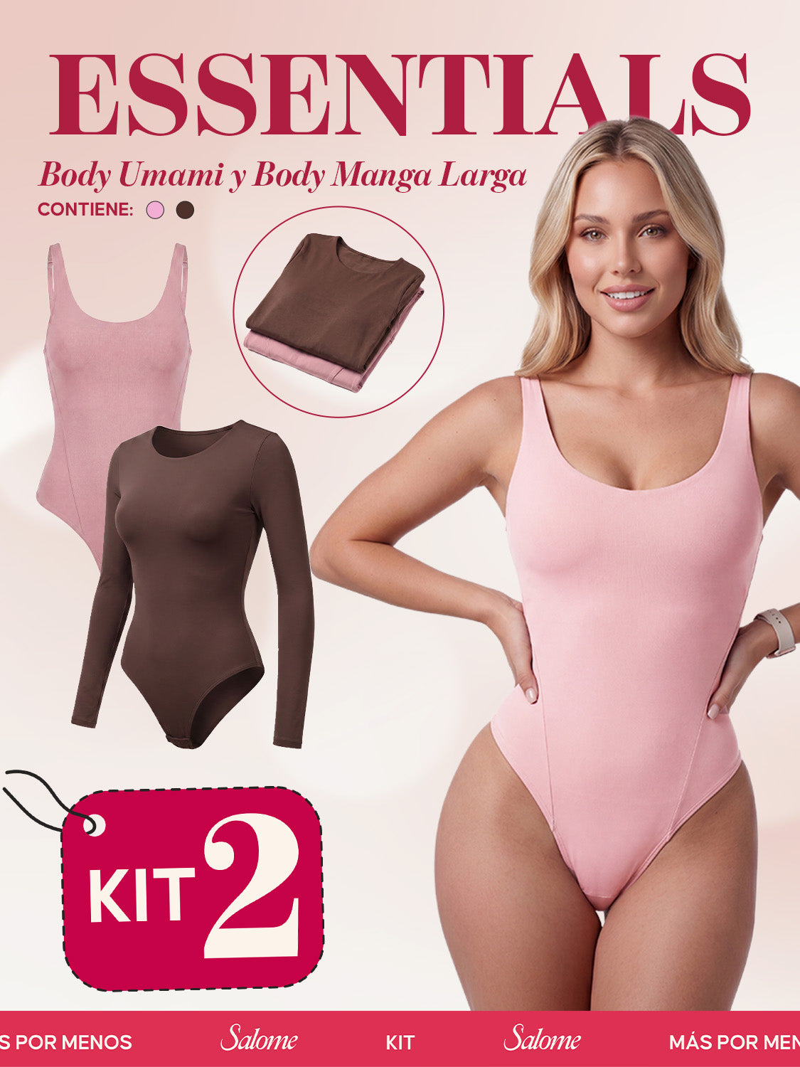 Kit Body Diario Umami Tiras Finas & Manga Larga Microfibra | Salome 5005 + 5008 | 03L5