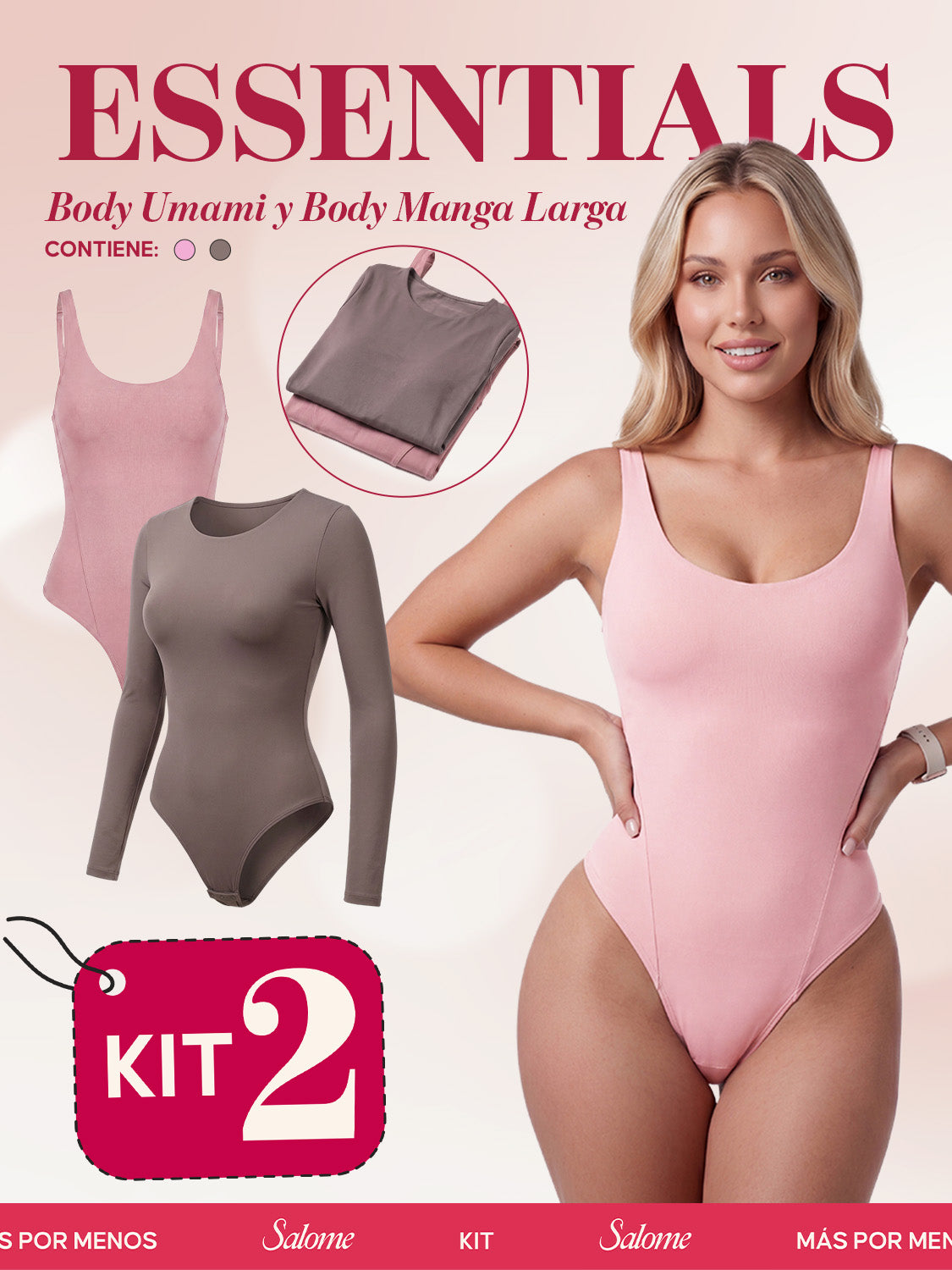 Kit Body Diario Umami Tiras Finas & Manga Larga Microfibra | Salome 5005 + 5008 | 03L5