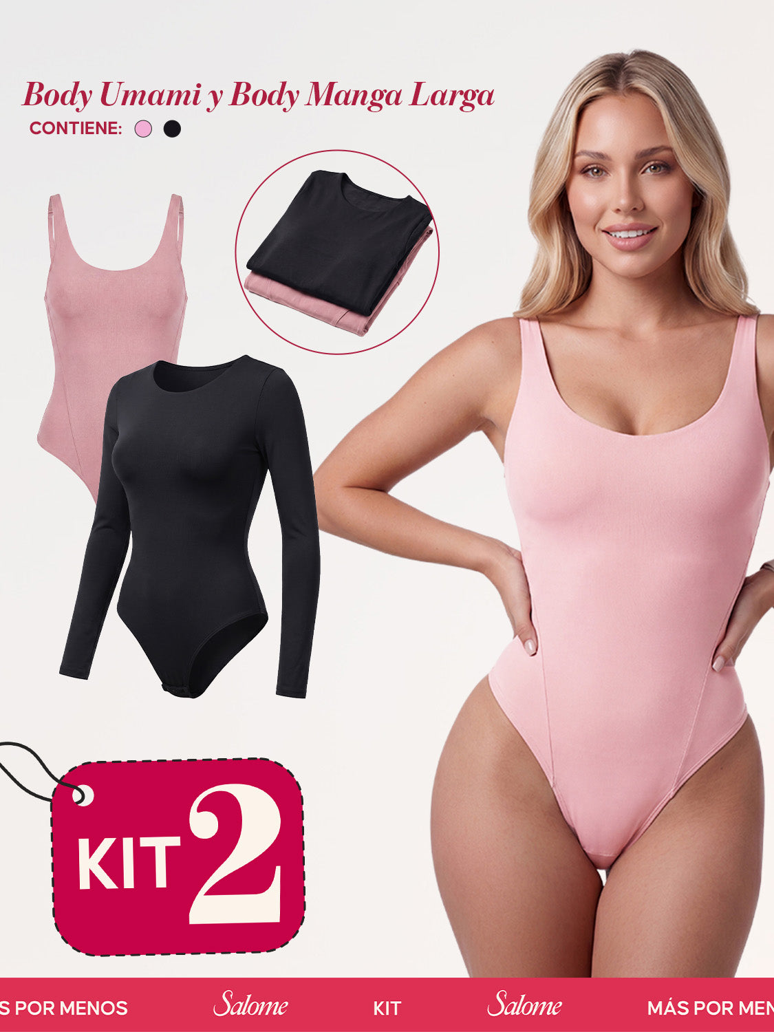 Kit Body Diario Umami Tiras Finas & Manga Larga Microfibra | Salome 5005 + 5008 | 03L5