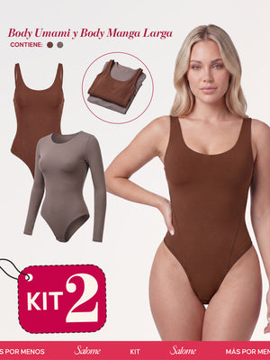 Kit Body Diario Umami Tiras Finas & Manga Larga Microfibra | Salome 5005 + 5008 | 03L5