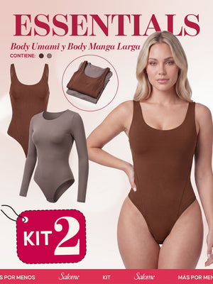 Kit Body Diario Umami Tiras Finas & Manga Larga Microfibra | Salome 5005 + 5008 | 03L5