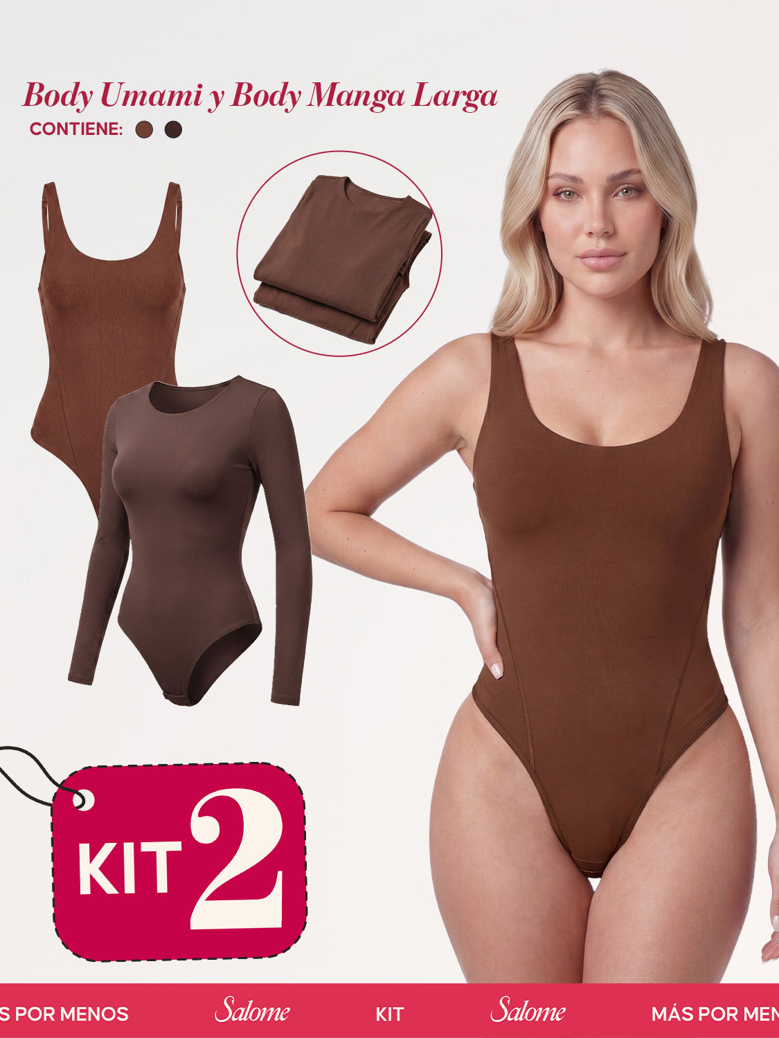 Kit Body Diario Umami Tiras Finas & Manga Larga Microfibra | Salome 5005 + 5008 | 03L5