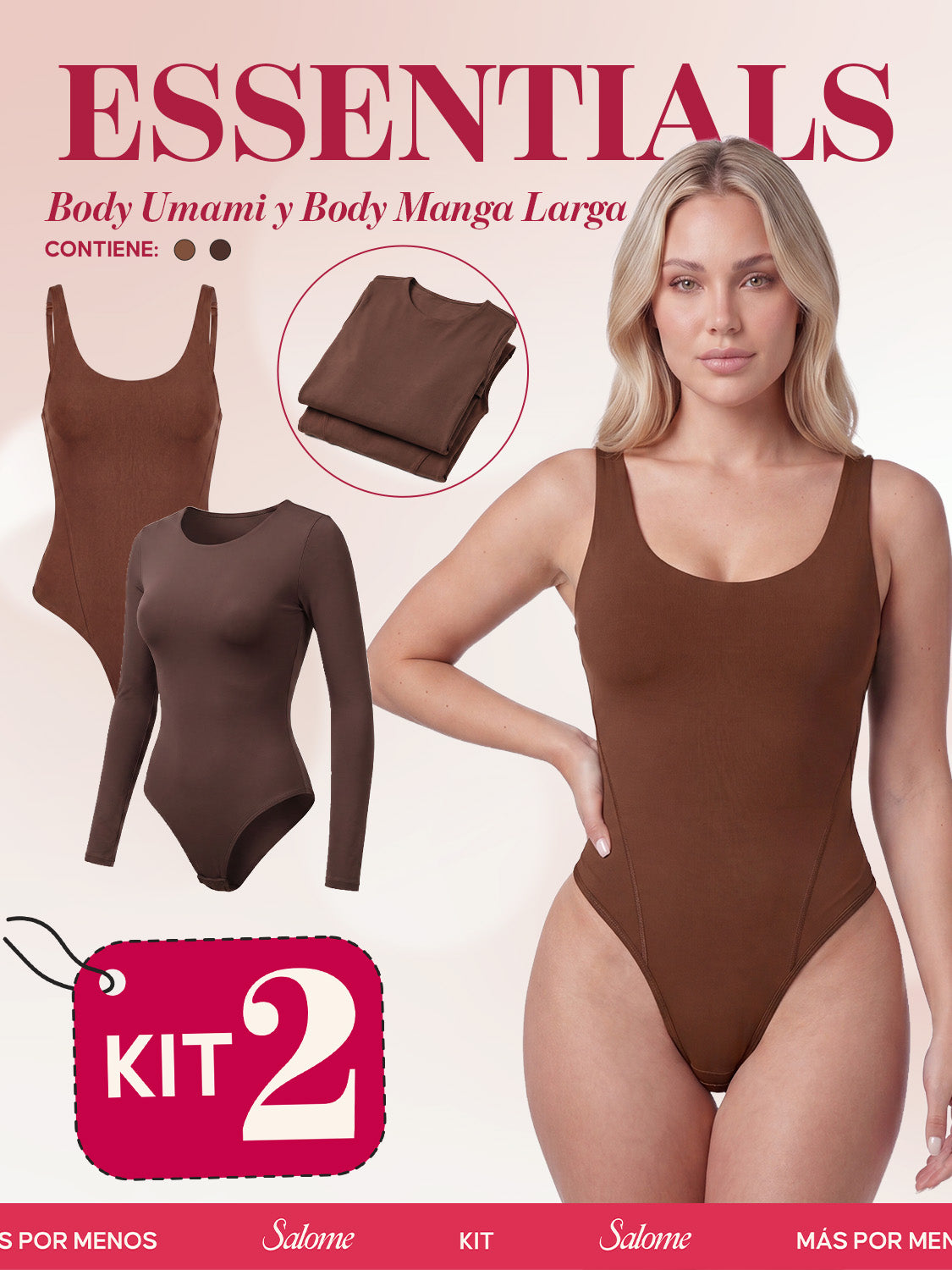 Kit Body Diario Umami Tiras Finas & Manga Larga Microfibra | Salome 5005 + 5008 | 03L5