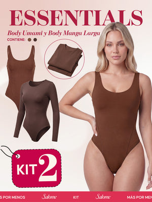 Kit Body Diario Umami Tiras Finas & Manga Larga Microfibra | Salome 5005 + 5008 | 03L5