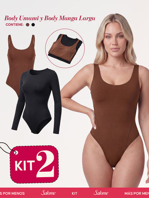 Kit Body Diario Umami Tiras Finas & Manga Larga Microfibra | Salome 5005 + 5008 | 03L5