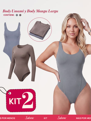 Kit Body Diario Umami Tiras Finas & Manga Larga Microfibra | Salome 5005 + 5008 | 03L5