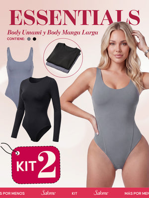 Kit Body Diario Umami Tiras Finas & Manga Larga Microfibra | Salome 5005 + 5008 | 03L5