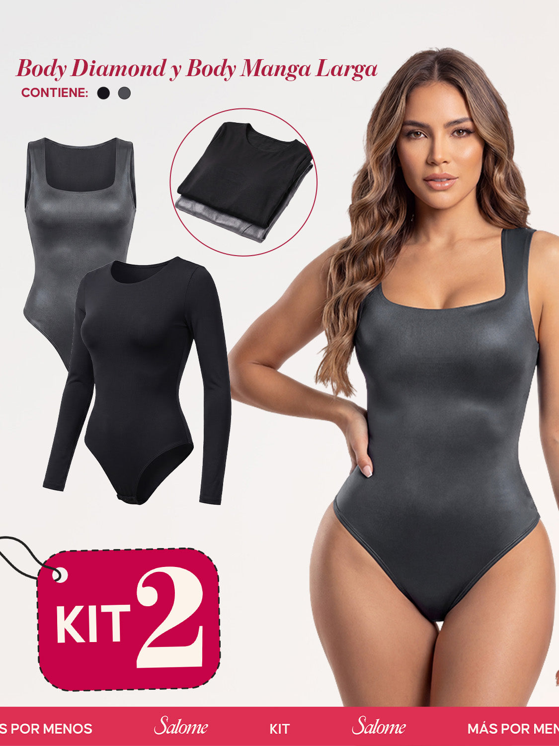 Kit Body Diamond Escote Cuadrado & Manga Larga Microfibra | Salome 5006 + 5008 | 03L5