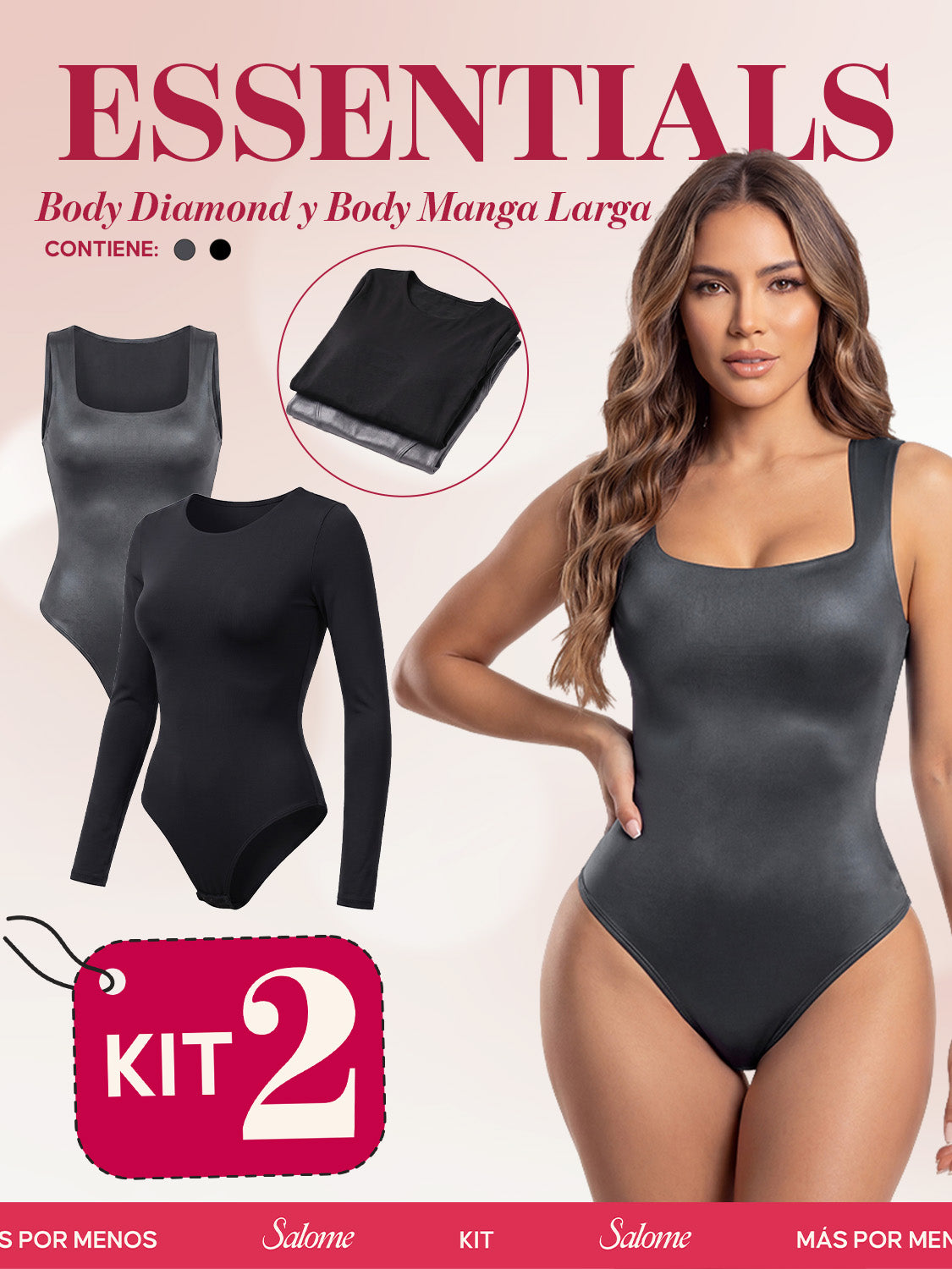 Kit Body Diamond Escote Cuadrado & Manga Larga Microfibra | Salome 5006 + 5008 | 03L5