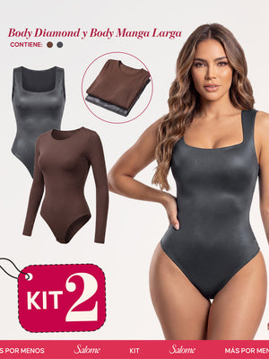 Kit Body Diamond Escote Cuadrado & Manga Larga Microfibra | Salome 5006 + 5008 | 03L5